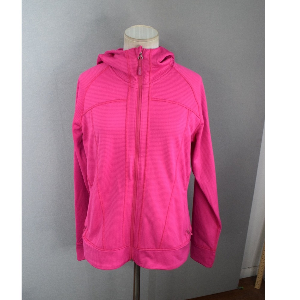 Eddie Bauer First Ascent High Route Grid Fleece Large Pink Lava Full Zip Hoodie